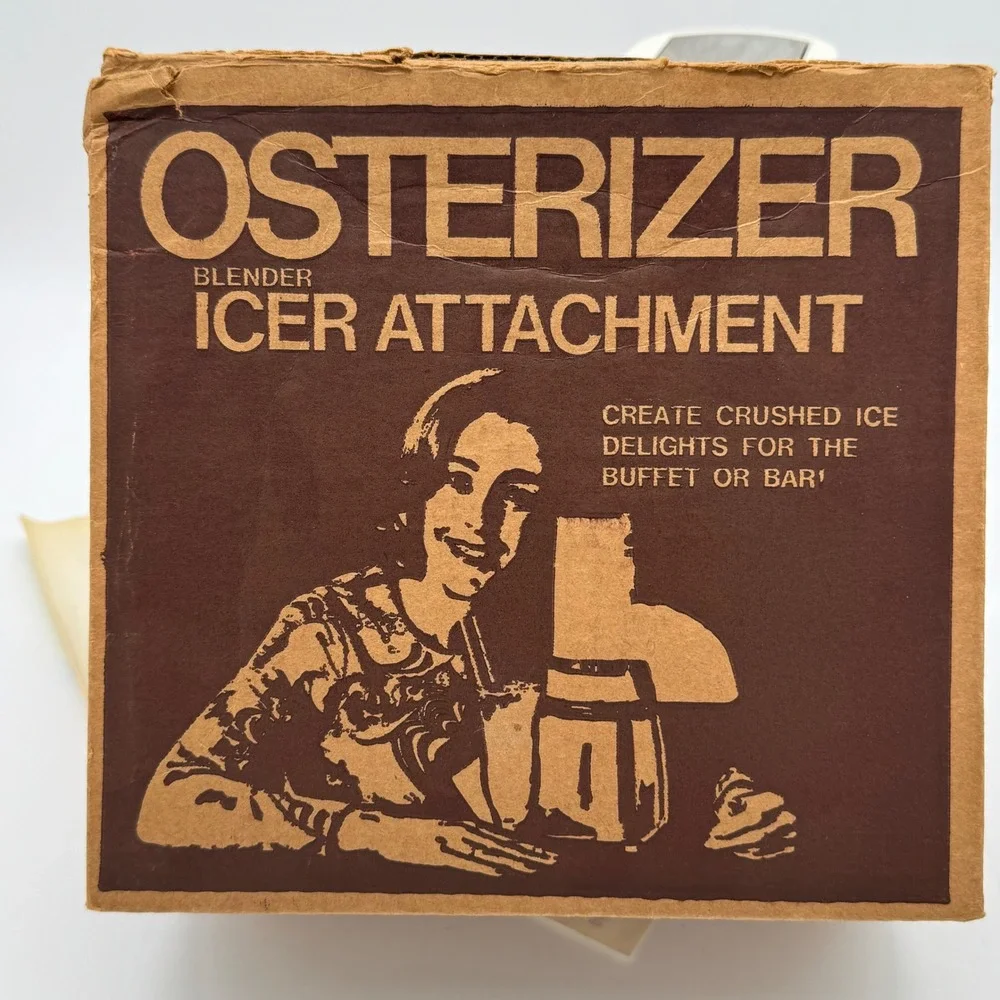 Vintage Osterizer Blender Icer Attachment Model 435 White Box Paperwork 1975